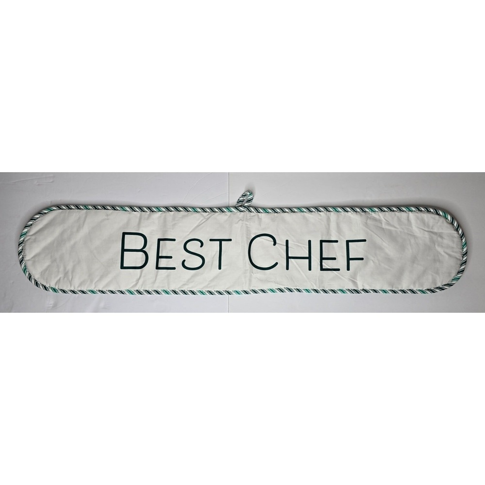 DOUBLE OVEN‎ MITTS "BEST CHEF" HUNTER GREEN WHITE & LIGHT GREEN NEW WITHOUT TAGS